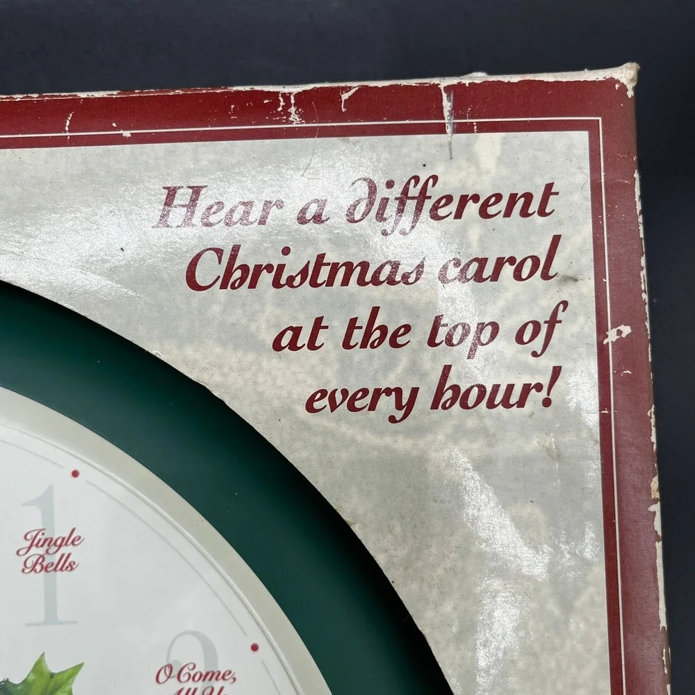 Howard Miller Carols of Christmas Musical Wall Clock 625-224 Green Wreath Chime